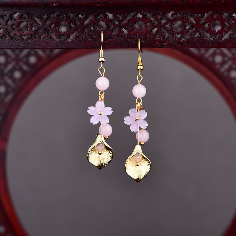 Vintage Item - Orecchini con fiori di giada naturale